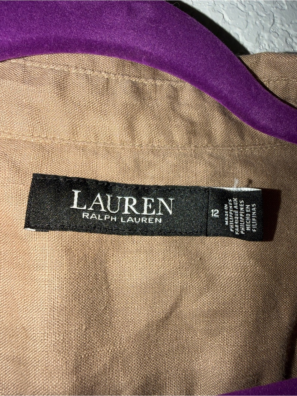 Lauren Ralph Lauren Women's Point Collar Shirt-Dress in Birch Tan, Size 12 - Picture 8 of 11